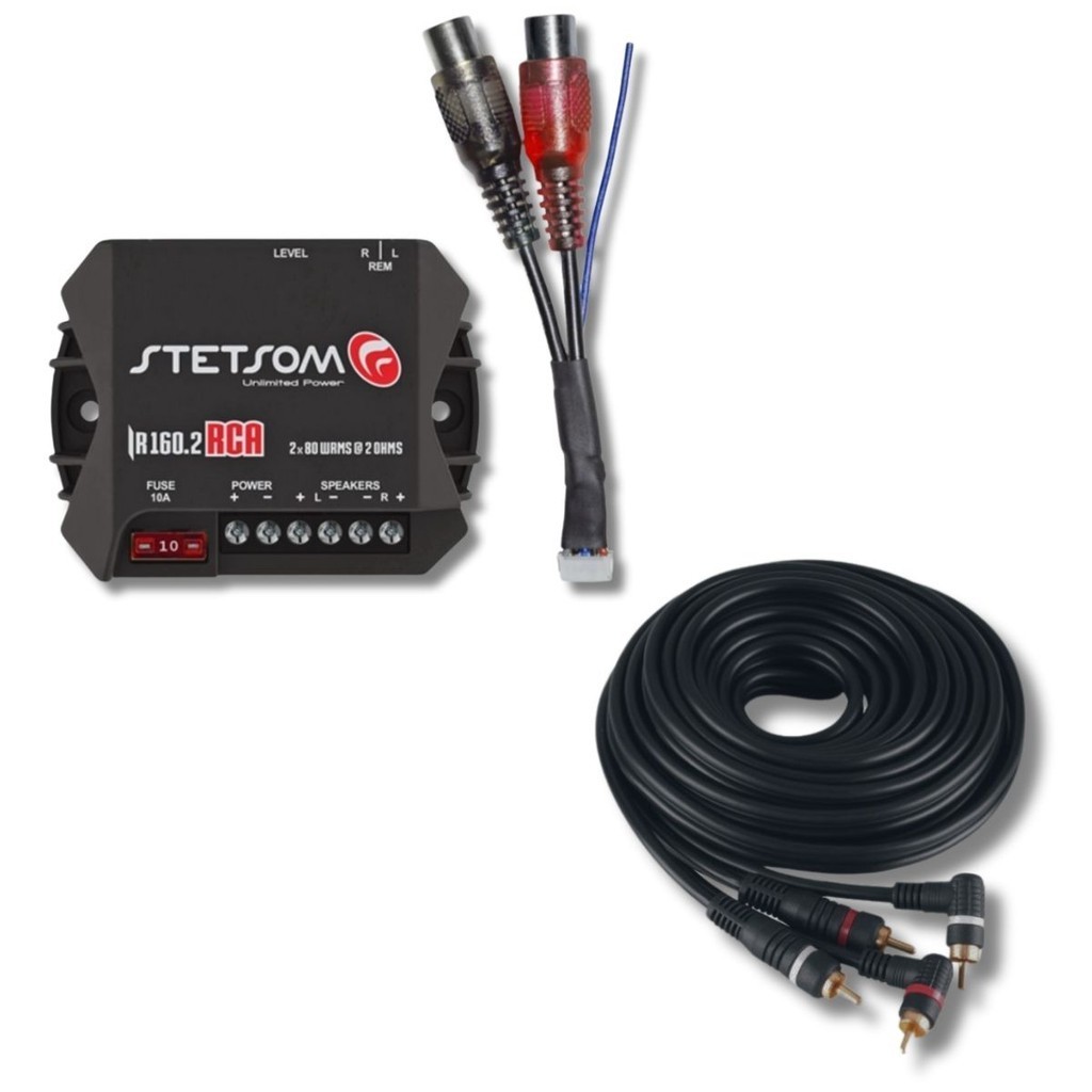 Kit Amplificador Stetsom Ir160.2 Rca + Cabo Rca Kx3 5 Metros