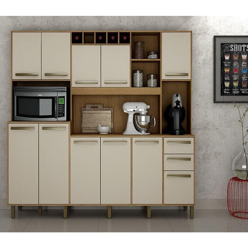 Armário De Cozinha 11 Portas E 02 Gavetas Cinamono/off Wh em Oferta na Shopee
