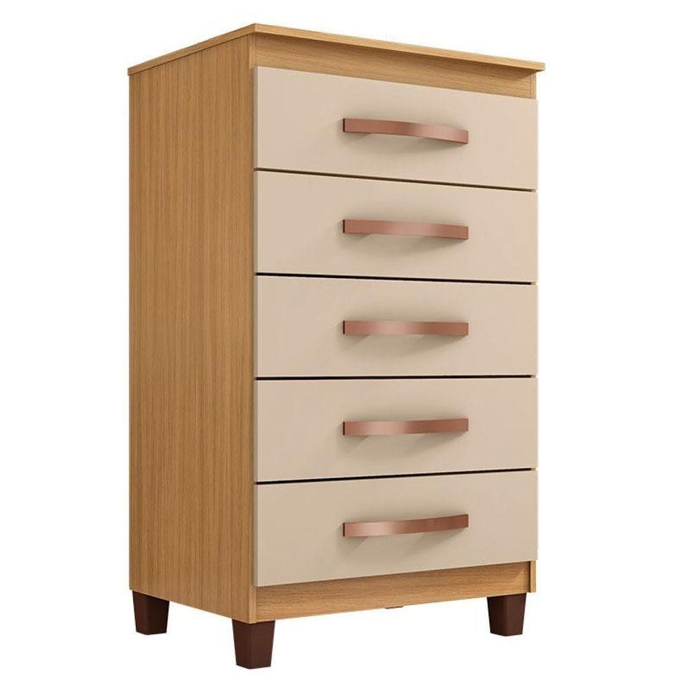 Cômoda Cannes 5 Gavetas Carvalho Americano Off White - Incorplac em Oferta na Shopee
