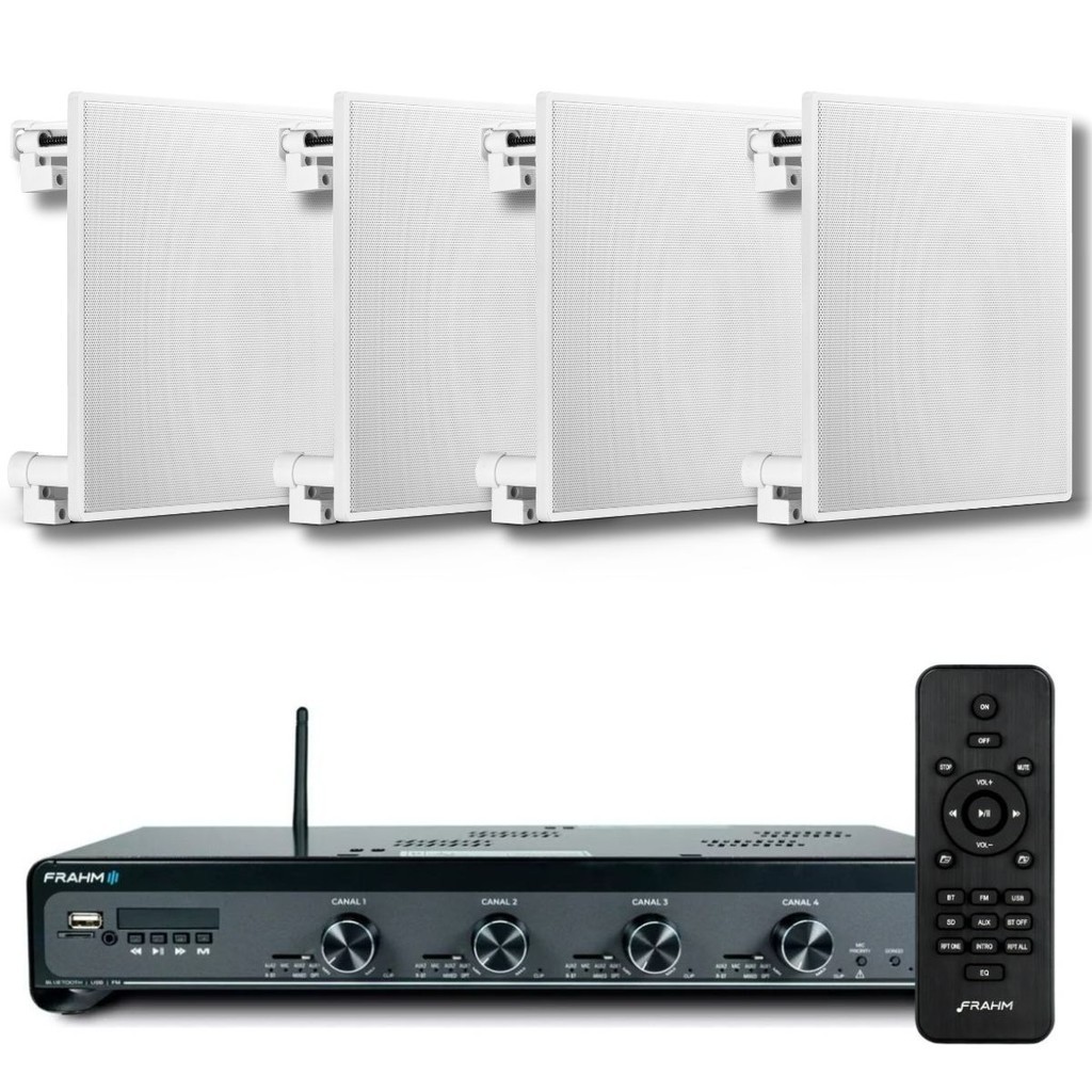 Kit Som Ambiente Frahm 4500 4 Cx Som Arandela Embutir Quad.