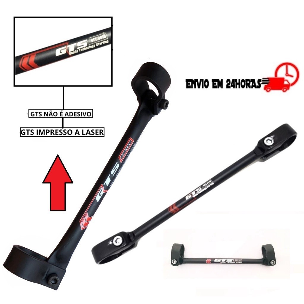 Barra Travessa Barrinha De Guidão Guidon Gts Moto Bike (preto) Modelo Gts  /  Medida: 230mm