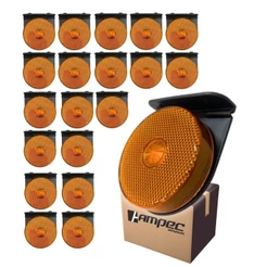Kit 20 Lanterna Lateral LED Para Carreta Caminhão Trailer Reboque Com Suporte Amarela G 85mm