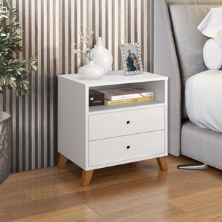 Mesa De Cabeceira 2 Gavetas E 1 Nicho Branco em Oferta na Shopee