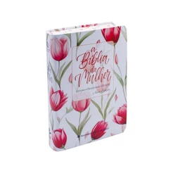 Bíblia de Estudo da Mulher | NAA | Leitura Devocional Estudo | Tulipa Vermelha