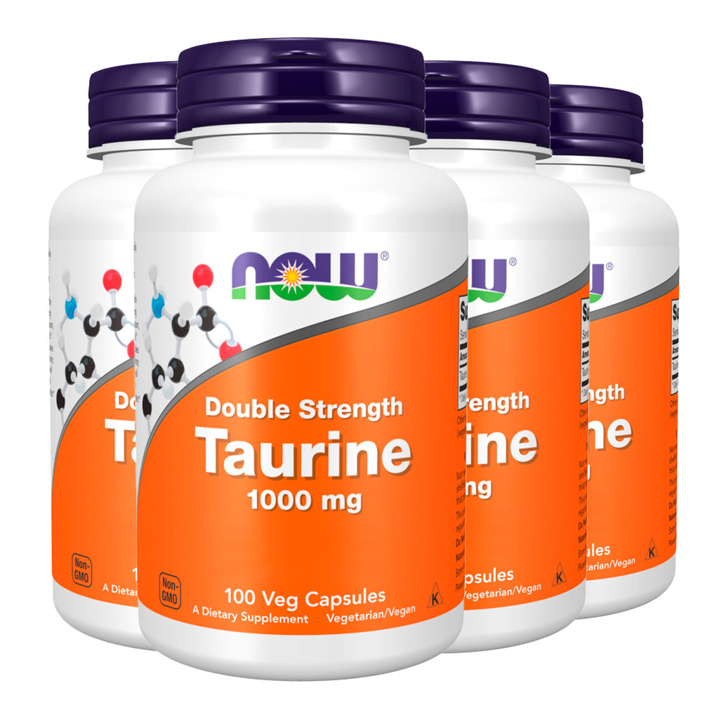 Kit 4x Taurina 1000mg Dupla Força Now Foods 100 Cáps Importado /Made in Usa - Health