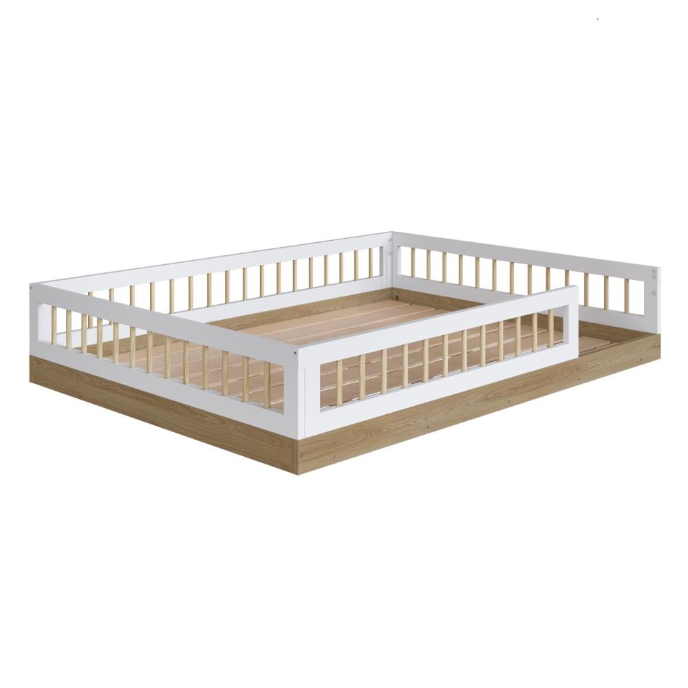 Cama Infantil Montessoriana Casal Affetto Marrom Branco - Home & Living