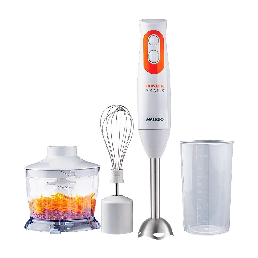 Mixer Mallory Trikxer | 3 em 1, 500W, 2 Velocidades, Processador, Batedor Clara, Branco em Oferta na Shopee