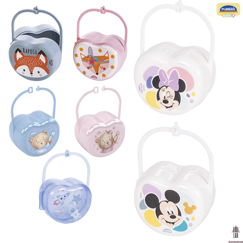 Porta Chupeta de Plástico para Bebê com Tampa Trava e Alça em Oferta na Shopee