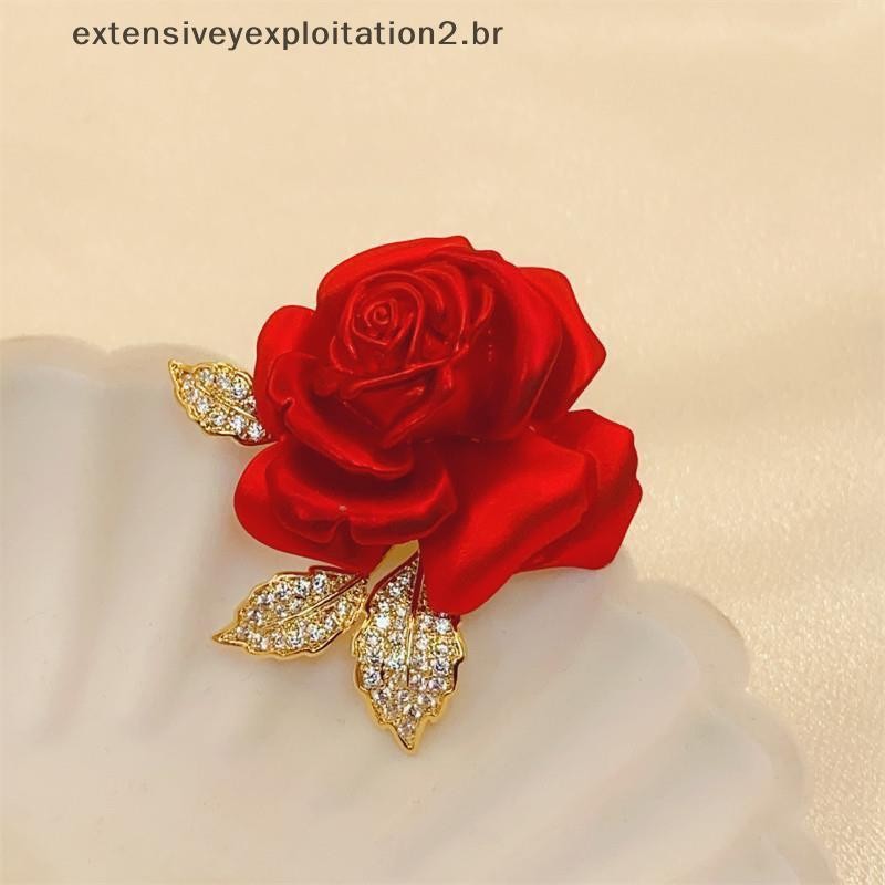 Moda Temperamento Rosa Vermelha Broche High-end Terno Acessórios Pinos Design Broches . em Oferta na Shopee