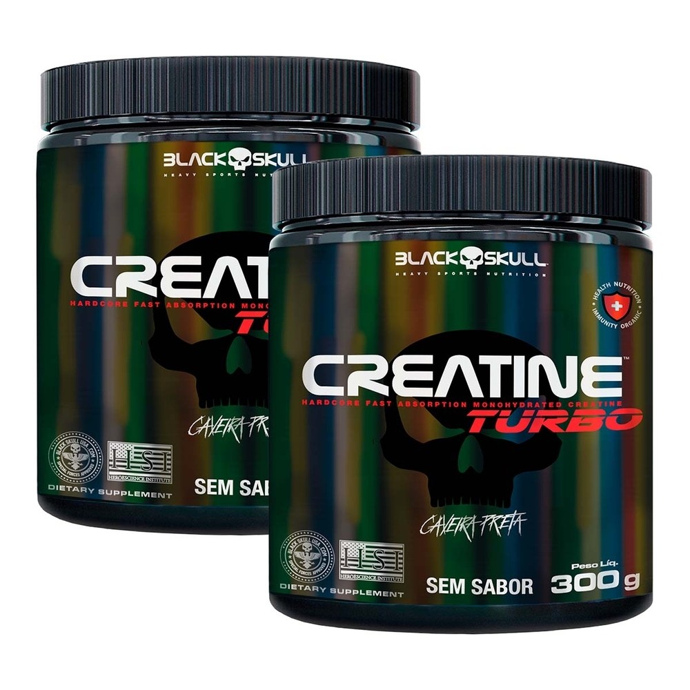 Kit 2 und Creatina Turbo Monohidratada Sem Sabor Black Skull 300g