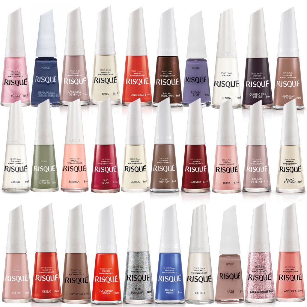 Risqué Kit 30 Esmaltes Unha Manicure Cores Sortidas Risque Hipoalergenicos Atacado