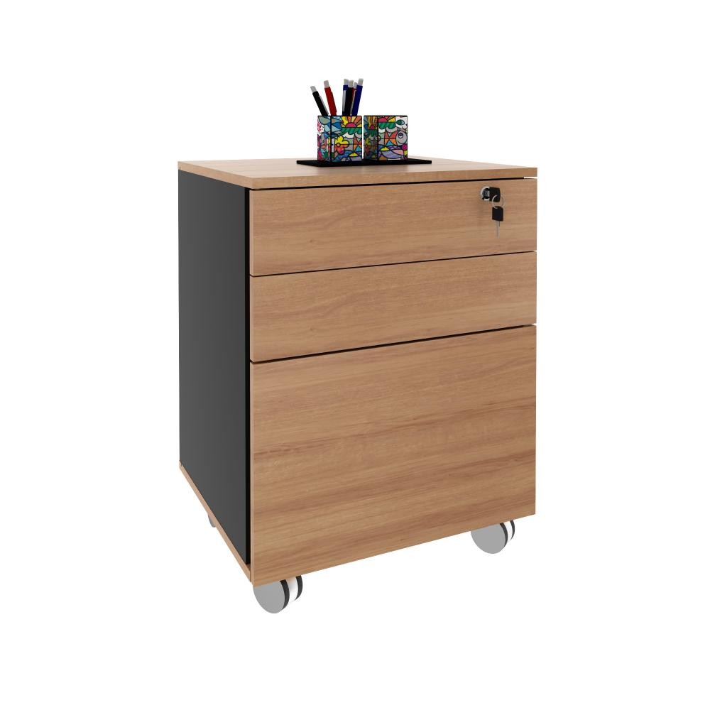Gaveteiro Escritório Armário 3 Gavetas Tecnomobili  Amêndoa - ME4148 em Oferta na Shopee