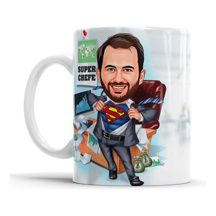 Oferta Imperdível Caneca Com Caricatura Personalizada Avatar Super Chefe 325 Porcelana 325 Ml