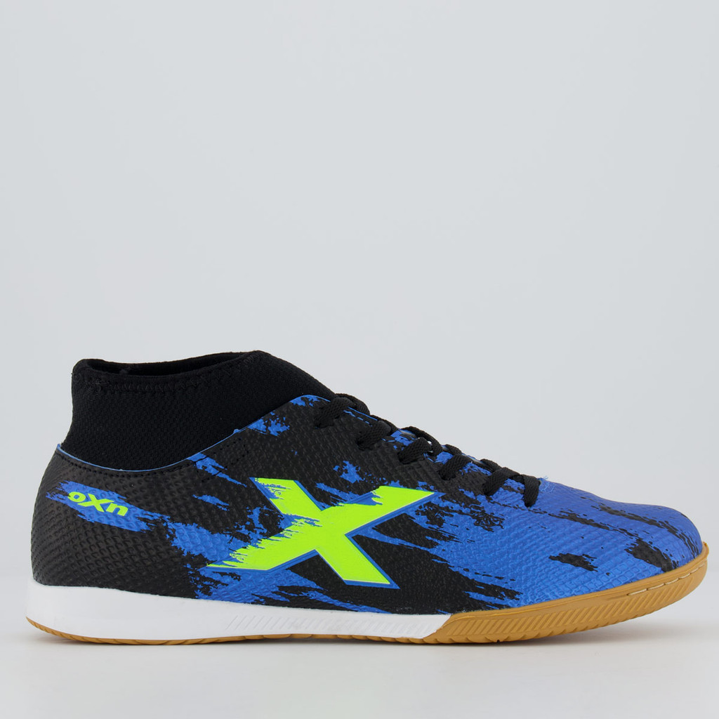 Chuteira Oxn Fusion Grip 3 Neo Futsal Preta e Azul - Sports & Outdoors
