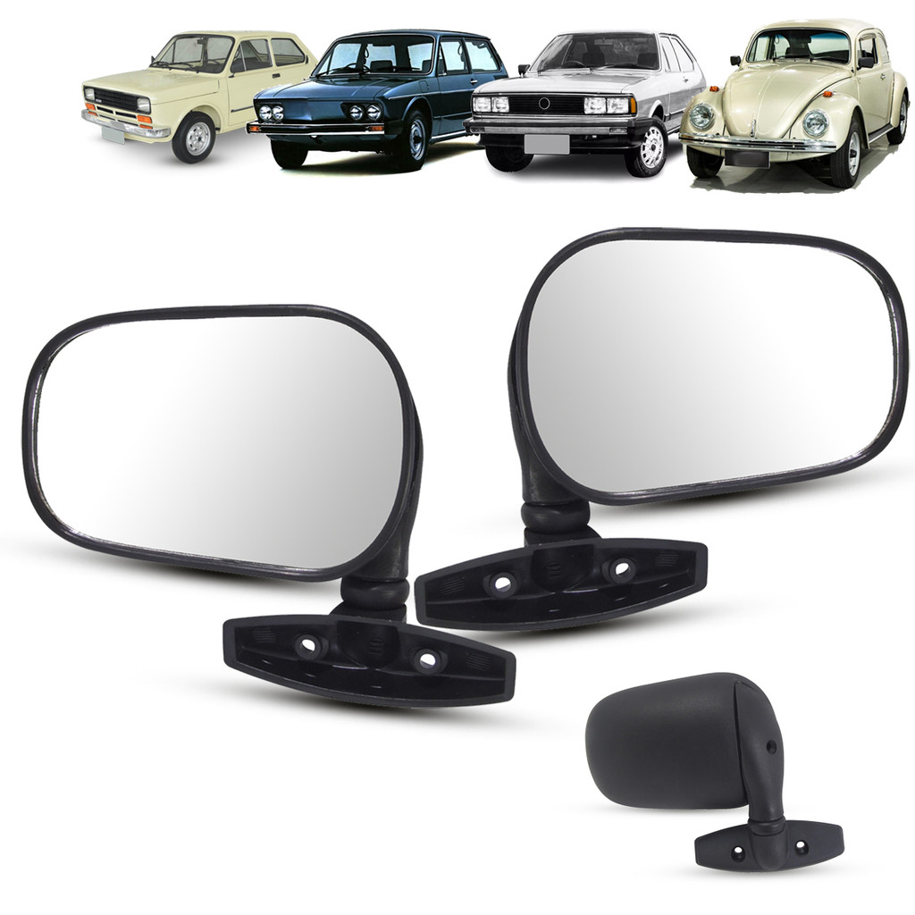 Par de Espelho Retrovisor Externo Universal Preto Volkswagen Fusca Passat Brasilia 147