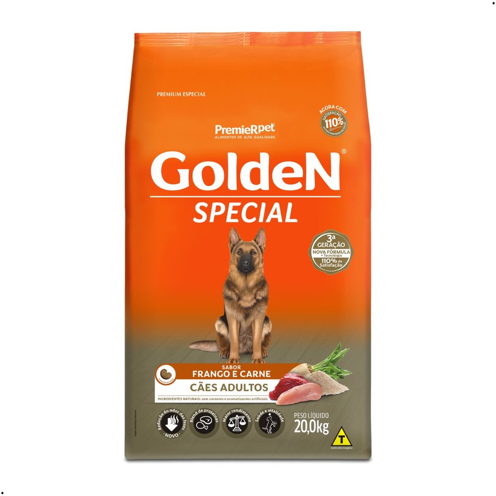 Ração Golden Special Cachorro Adultos 20Kg Sabor Frango Carne Premium Especial G