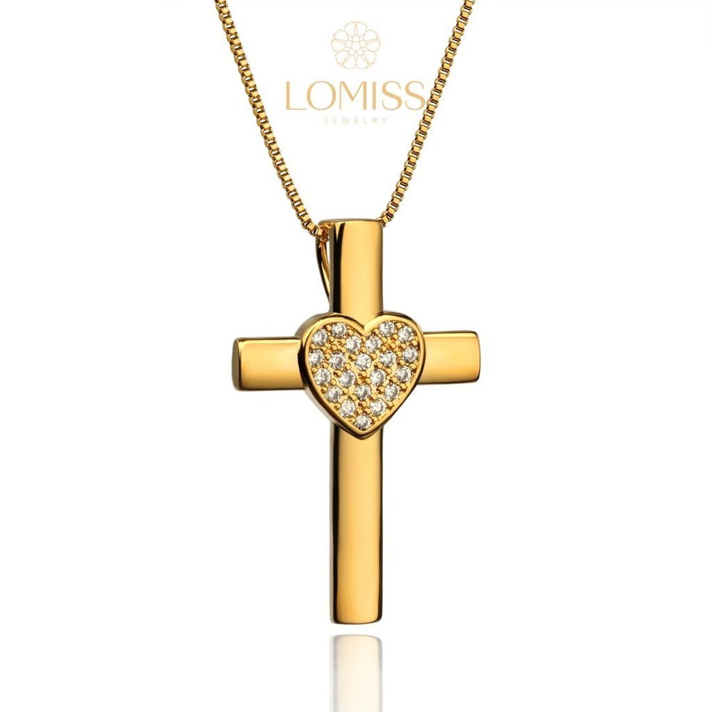 Colar Delicado Feminino Pingente De Cruz Folheado a Ouro 18k Cruz/Coração Zircônia Cravejada em Oferta na Shopee