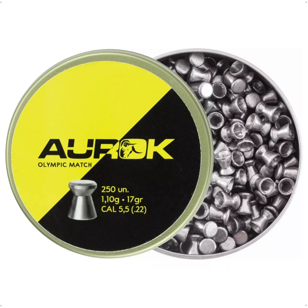 Chumbinho Aurok Olympic Match 5.5mm 1,10g Carabina 250un em Oferta na Shopee