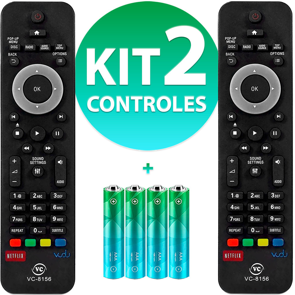 Kit Controle Remoto Compatível Com Tv Home Theater Philips Blu Ray HTS-3541