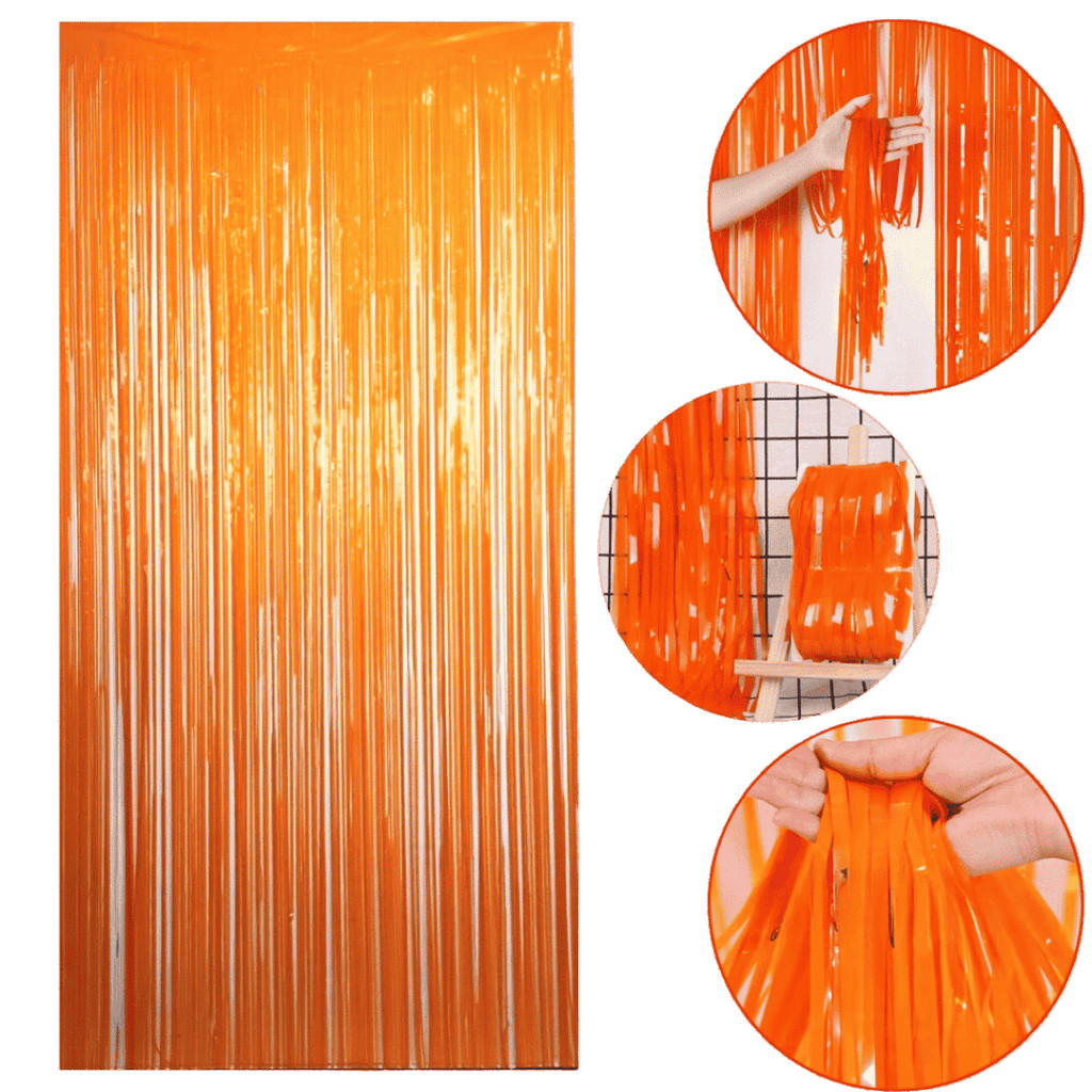 Cortina Metalizada Decoração Laranja 100x200cm - 01 unid em Oferta na Shopee