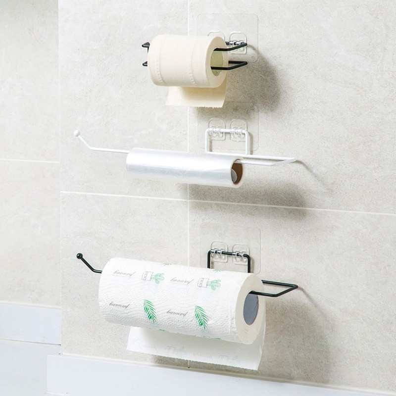 Porta Papel Toalha alumínio Filme Suporte Parede De Cozinhas e Banheiros Casa Decoração Sem Furos