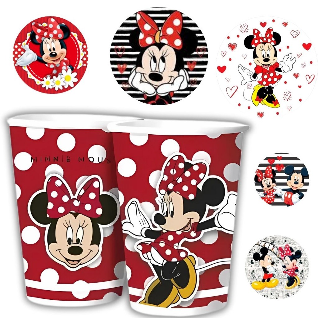 8 COPO PAPEL FESTA MINNIE MOUSE 180ML REGINA em Oferta na Shopee