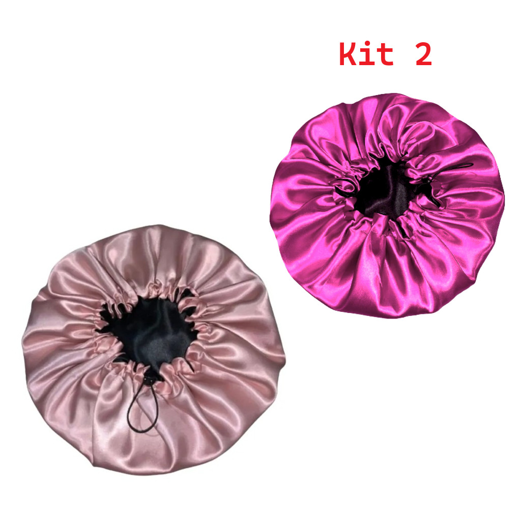Kit 2 Touca de Cetim Dupla Anti Frizz - Diferentes combinações de cores