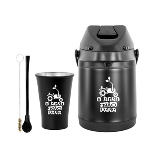 Kit Tereré Garrafa Térmica 2.5l Preta Bomba Tradicional Preta Copo Preto 280ml em Oferta na Shopee