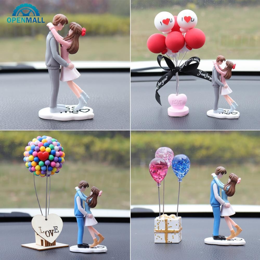 OPENMALL 2 Pçs/Set Painel Do Carro Boneca Casal Criativo Balão De Cristal Casa Ornamento Decoração Com Banco Auto Acessó