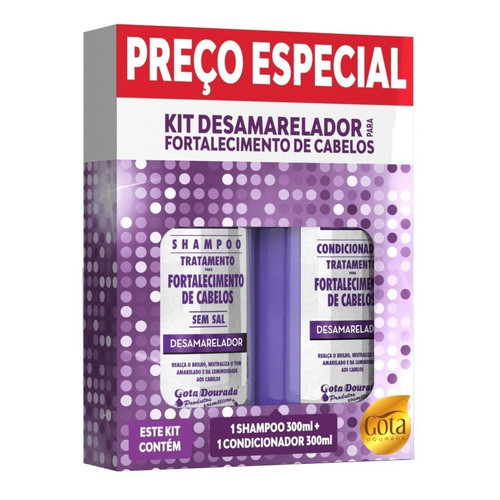 Kit Desamarelador Shampoo Condicionador 300ml Gota Dourada