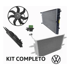 Kit Arrefecimento VW Gol Saveiro Voyage Fox Polo G5 G6 G7 G8 com Radiador, Condensador e Eletroventilador