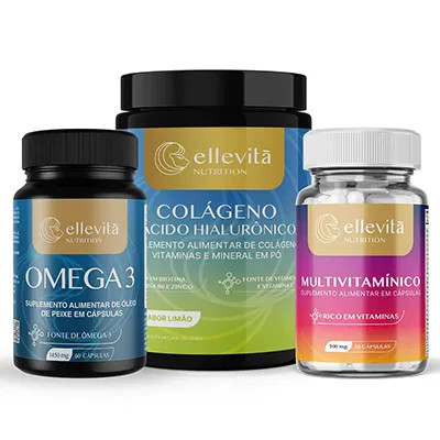 Combo Essencial Feminino | Colágeno Verisol + Ômega 3 + Multivitamínico.