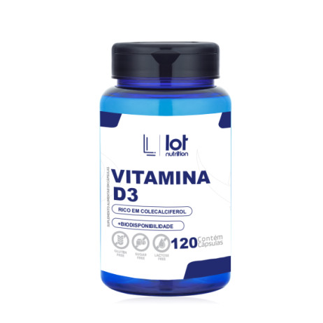 Vitamina D3 2.000UI 120 Cápsulas Imunidade Saúde Óssea Sol em Cápsula Lot Nutrition