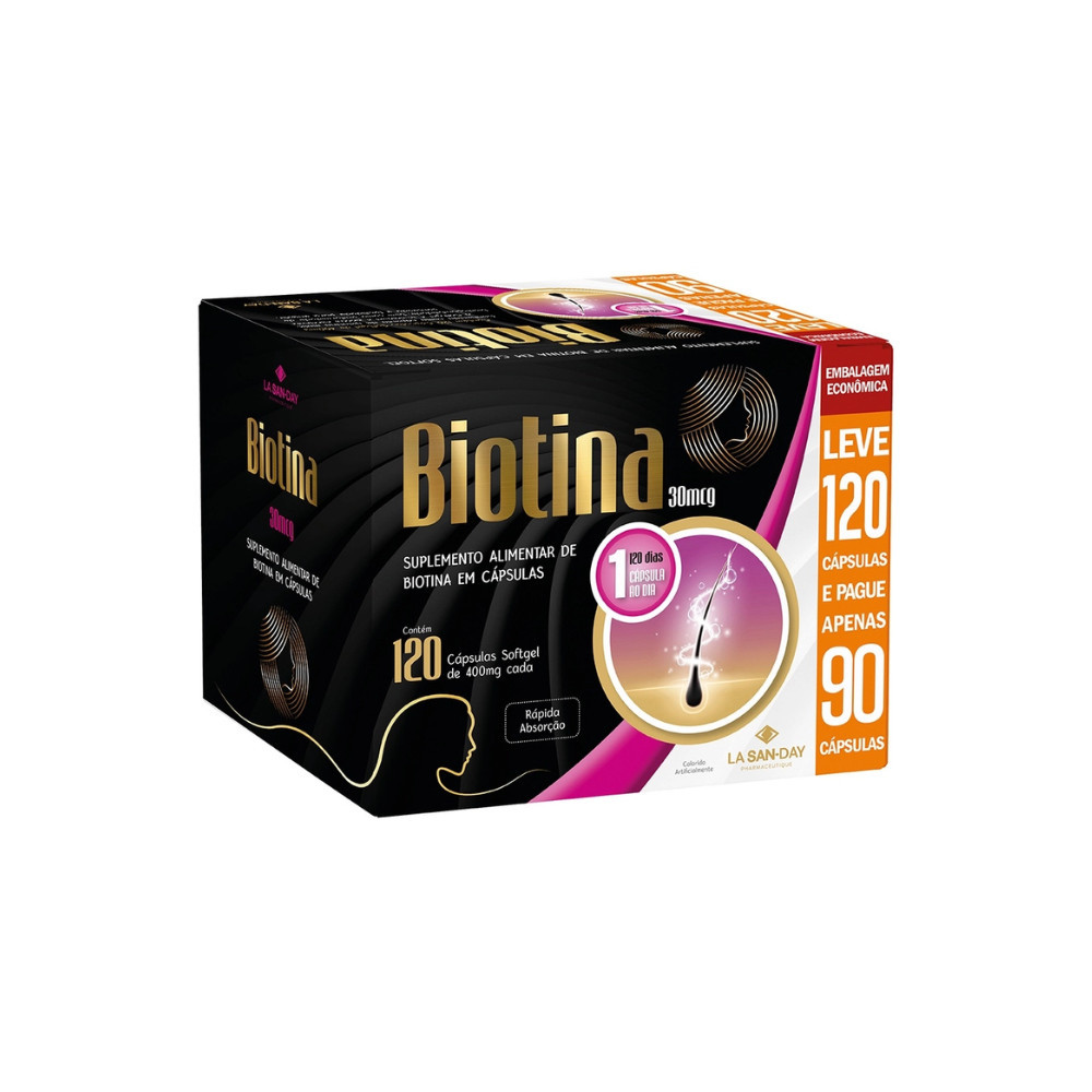 Biotina Leve 120 Pague 90 Capsulas Soft Gel -