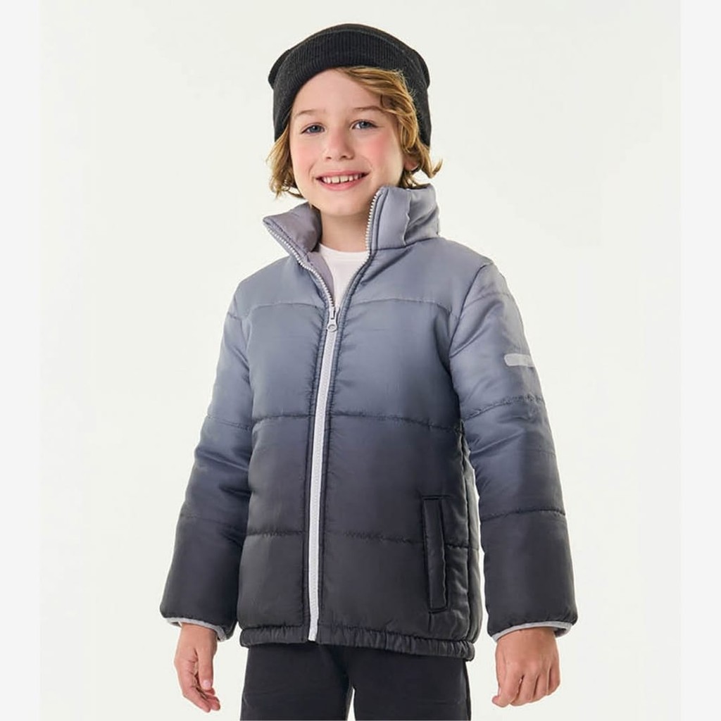 Jaqueta Puffer Infantil Masculina Cinza -Trick Nick