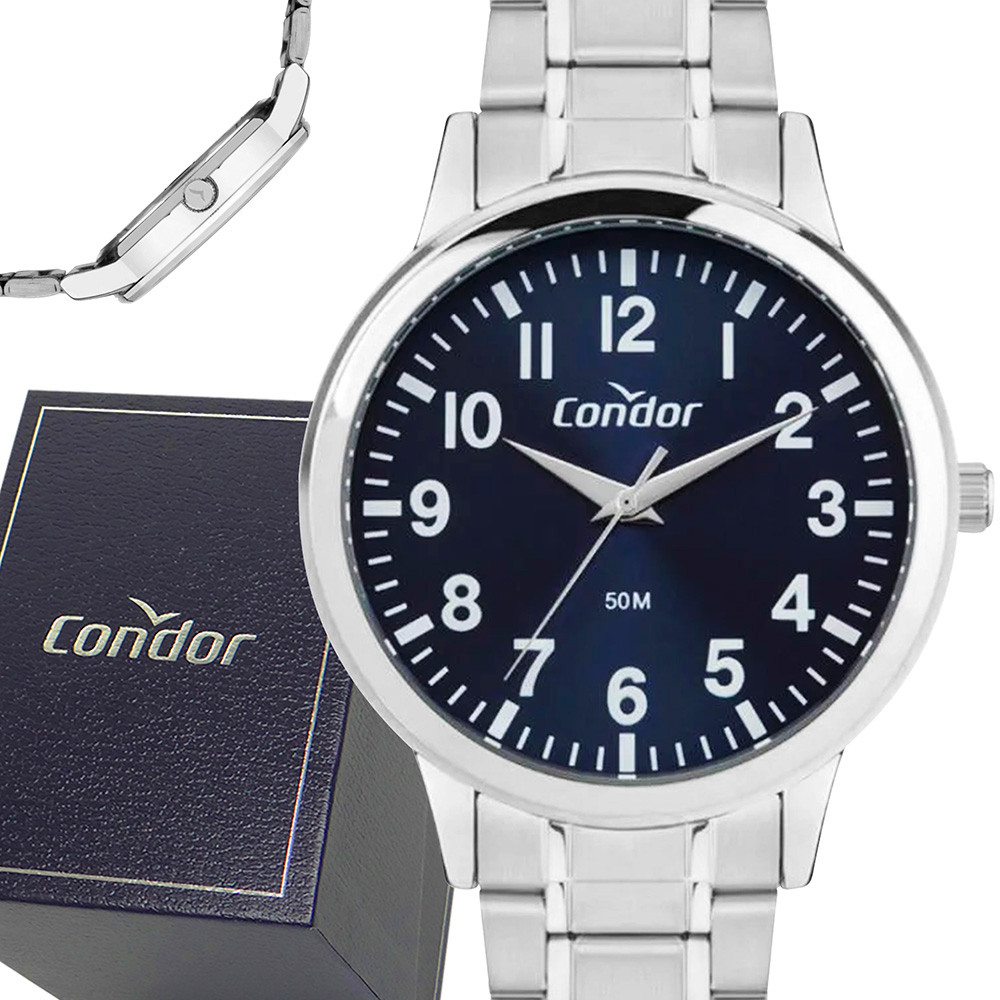 Relógio Masculino Condor Casual Prata Original Prova Dágua