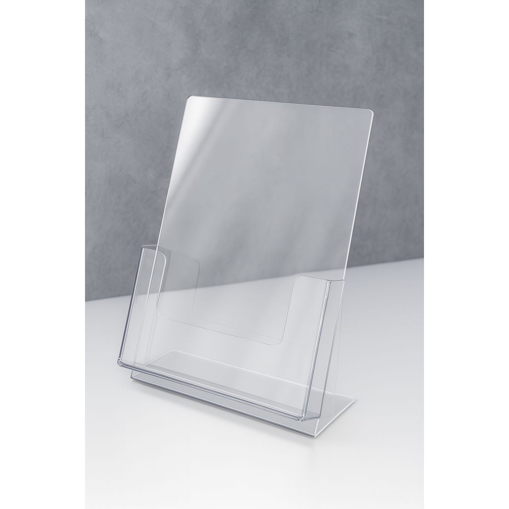 Porta Panfleto Acrílico A5/A4 – Expositor de Balcão Transparente