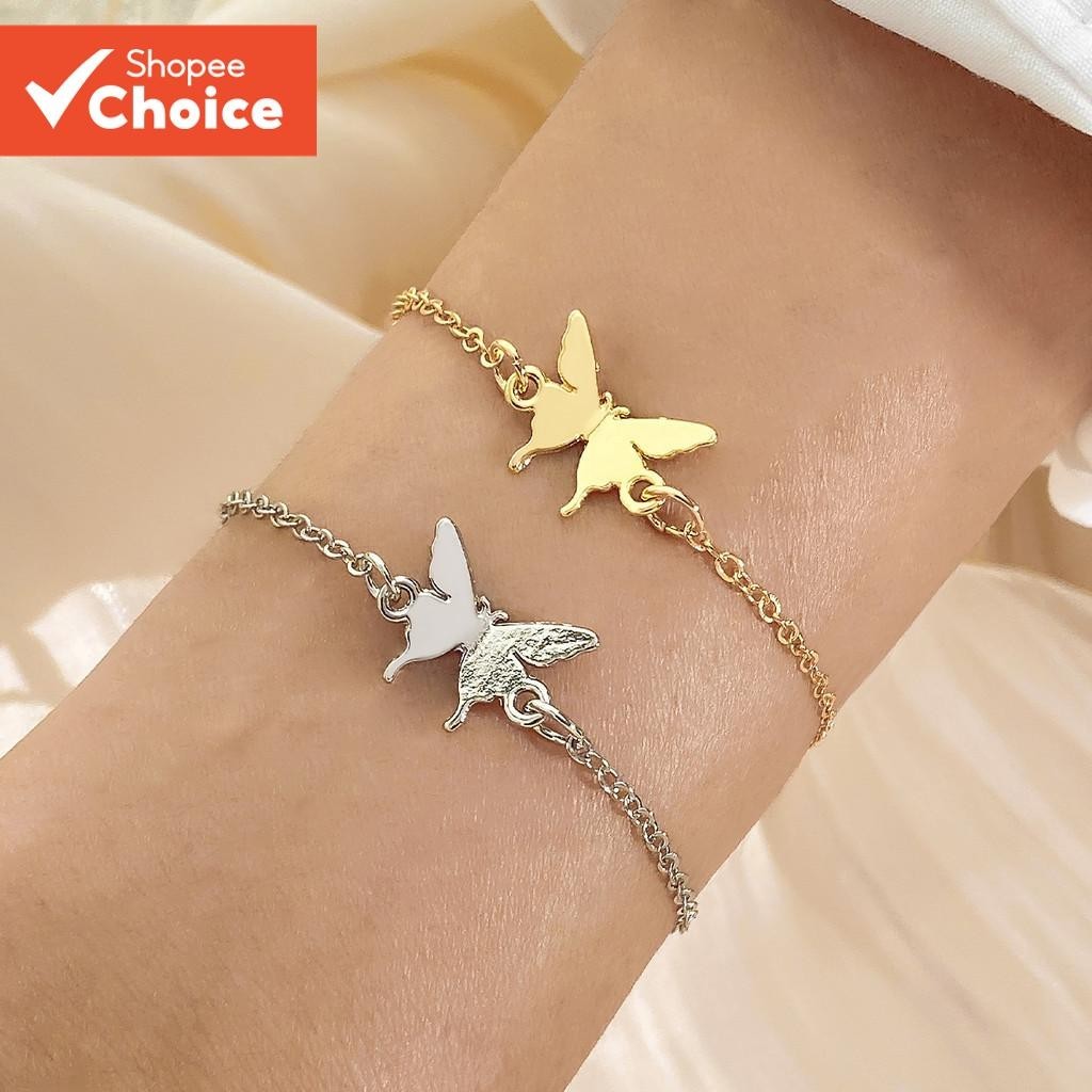 Estilo Coreano Borboleta Cartão Pulseira Minimalista Casal Jóias Conjunto De Correspondência