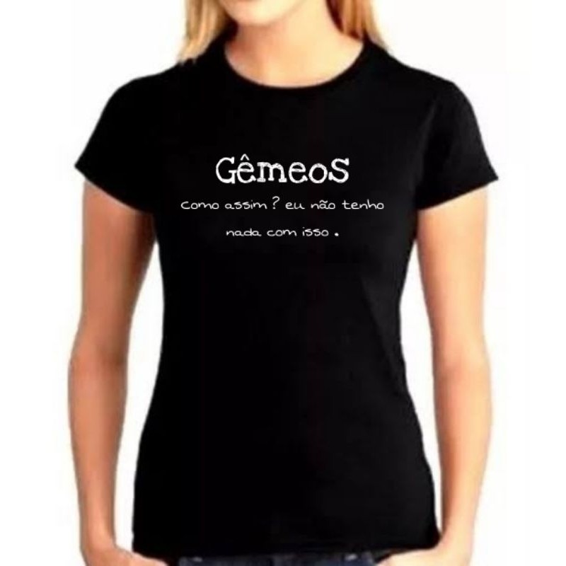 Baby Look Signo Gêmeos falas camiseta feminina algodão t-shirt
