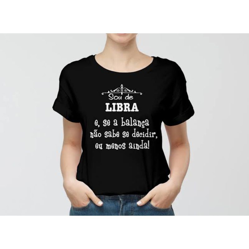 Imagem Baby Look Signo Libra Camiseta Feminina T-shirt Tumblr algodão