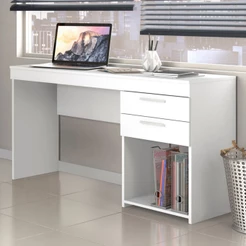 Mesa para Computador 2 Gavetas Home Branco New - Pnr Móveis
