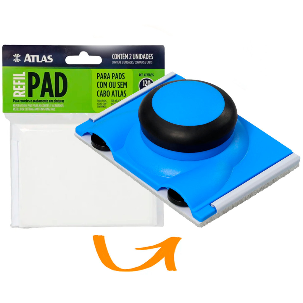 Kit De Pintura Prático PAD Sem Cabo + 2 Refil Para Recortes Parede Piso Roda Teto Pé Soleiras Cantos