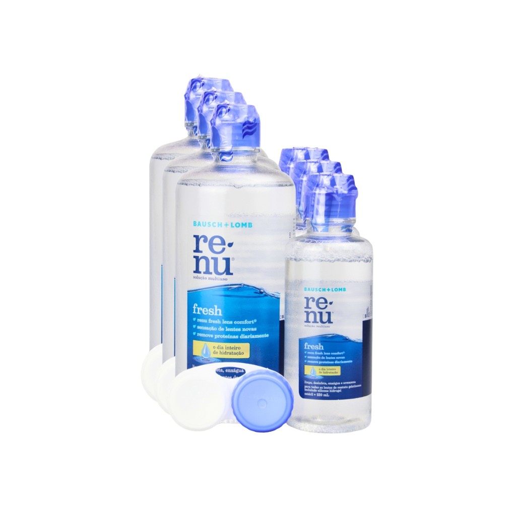 Kit 3 Renu Fresh Solução Lentes Tratamento 6 Meses