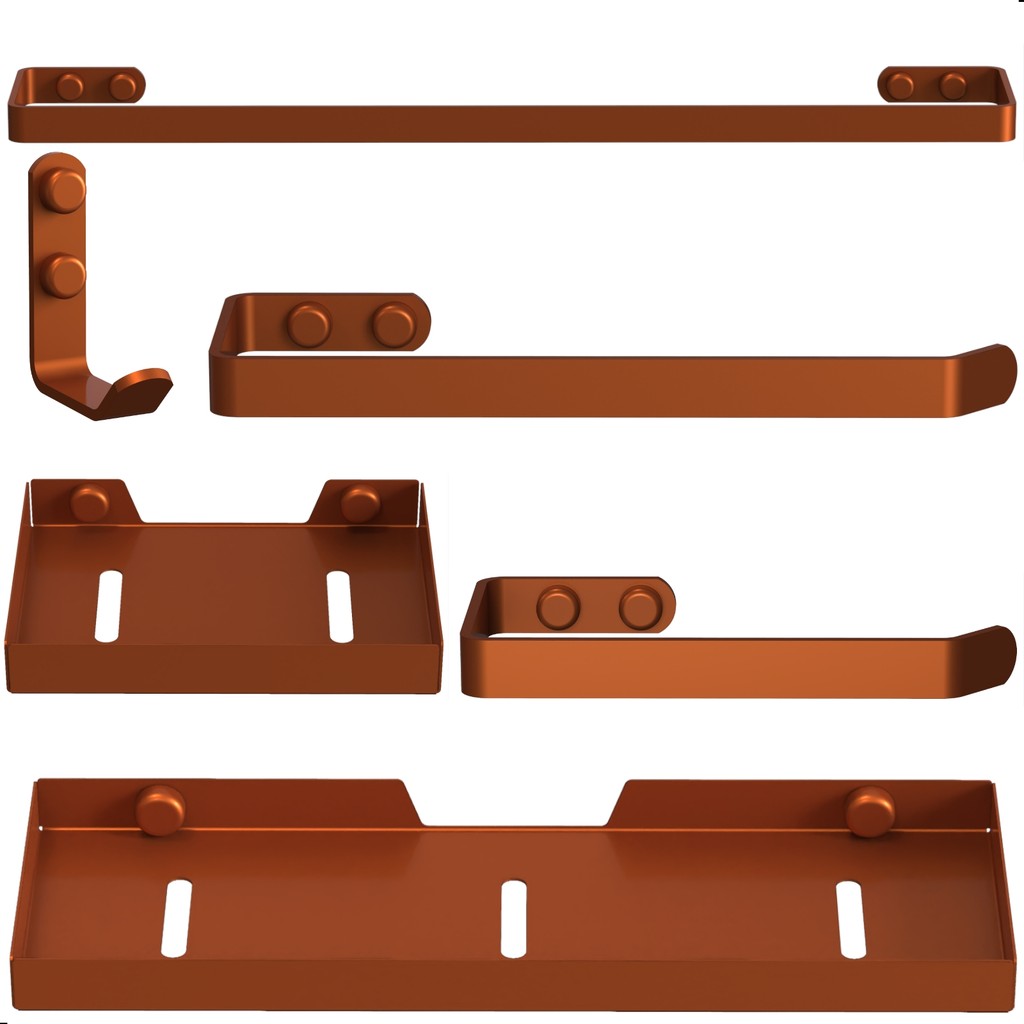 Kit Acessórios Para Banheiro 6 Peças Rose Gold FS Plus em Oferta na Shopee