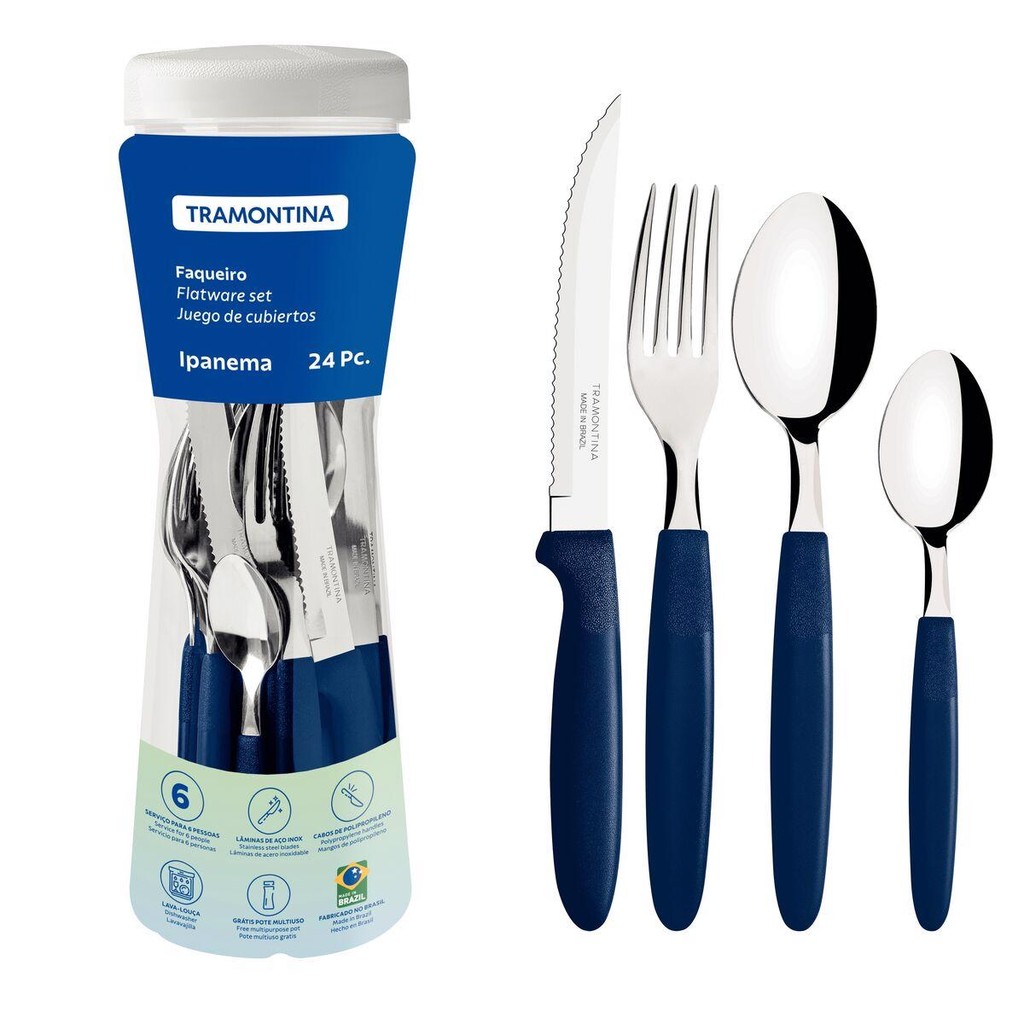 Faqueiro Ipanema Com 24 Peças Azul (23399/191) - Tramontina em Oferta na Shopee