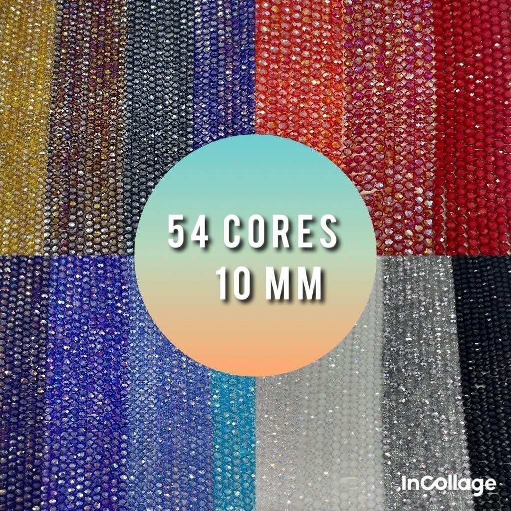 Kit 5 Fios de Cristal 10mm Flat Facetado Vidro Cristais Contas por Fio 54 Cores Artesanato em Oferta na Shopee