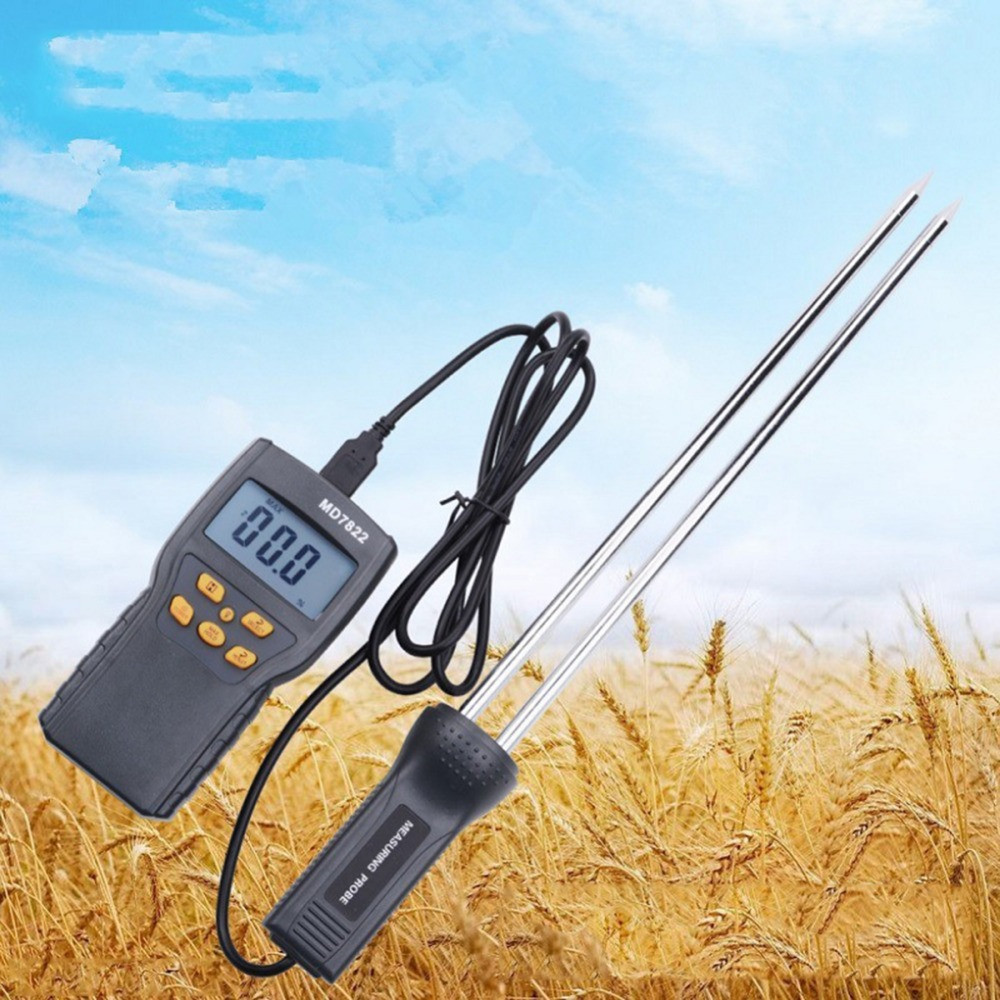 MD7822 Medidor Digital de umidade de cereais Medidor de umidade de grãos com termômetro Display LCD Trigo Milho Arroz Te