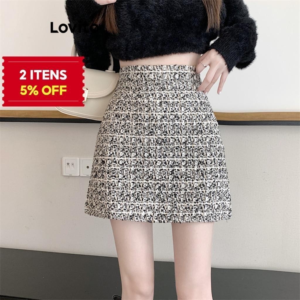 (Trendy) Lovito Casual Saia Feminina Floral Evasê L71ED093 (Multicolorido) em Oferta na Shopee