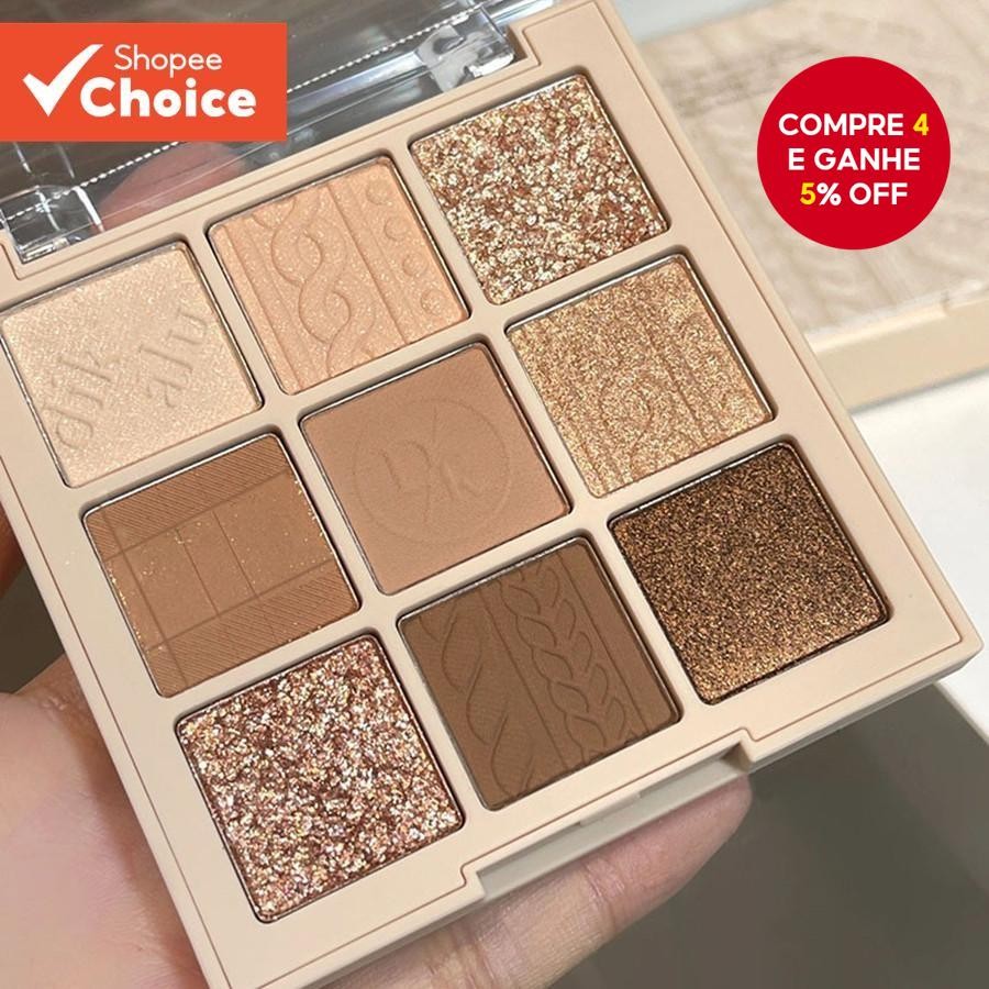 Paleta De Sombras Iluminadoras DIKALU 9 Cores Shimmer Earth Tone