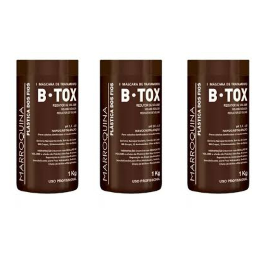 3 B-TOX Marroquina Alisamento e Redutor de Volume 1Kg em Oferta na Shopee